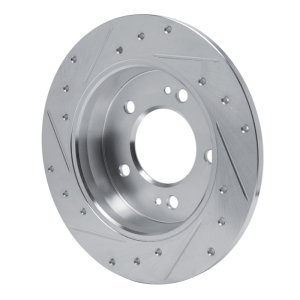 Hyundai Elantra Coupe Brake Rotor (1) - Rear Right - R1 Concepts - Drilled & Slotted - Silver - `11-`25